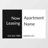 Nu verhuurd zwart-wit appartement naam & telefoon raamsticker (Vel)