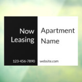 Nu verhuurd zwart-wit appartement naam & telefoon raamsticker (Vel 3)