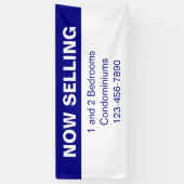 Nu verkopen Condominiums Blauw en Wit Telefoon Nee Spandoek (Verticaal)