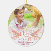 Nu vliegt ze met Butterflies Foto Memorial Keramisch Ornament (Links)