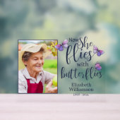Nu vliegt ze met Butterflies Memorial Foto Acryl Bord (Neutraal)