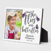 Nu vliegt ze met Butterflies Memorial Foto Fotoplaat (Zijkant)
