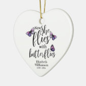Nu vliegt ze met Butterflies Memorial Keramisch Ornament (Links)