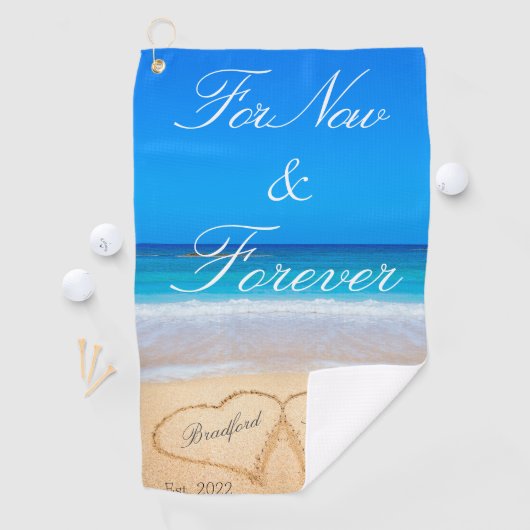 Nu voor altijd | Harten in zand-strand Golfhanddoek (Insitu)