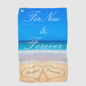 Nu voor altijd | Harten in zand-strand Golfhanddoek (Voorkant)