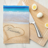 Nu voor altijd | Harten in zand-strand Theedoek (Quarter Fold)