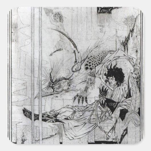 Nu zag koning Arthur het Questing Beast Vierkante Sticker (Voorkant)