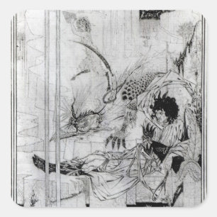 Nu zag koning Arthur het Questing Beast Vierkante Sticker