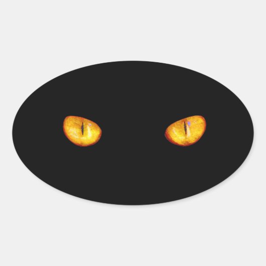 Nu ziet hij je zwarte kat ovale sticker (Voorkant)