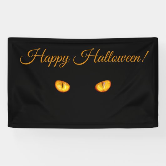 Nu ziet hij je zwarte kat tekst toevoegen spandoek (Horizontaal)