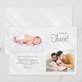 Nu zijn we drie foto's van de geboorte aankondigin kaart (Voorkant / Achterkant)
