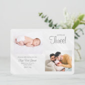 Nu zijn we drie foto's van de geboorte aankondigin kaart (Staand voorkant)