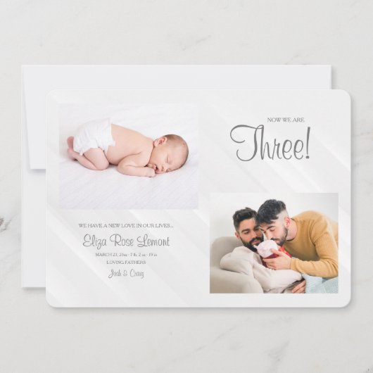 Nu zijn we drie foto's van de geboorte aankondigin kaart (Voorkant)