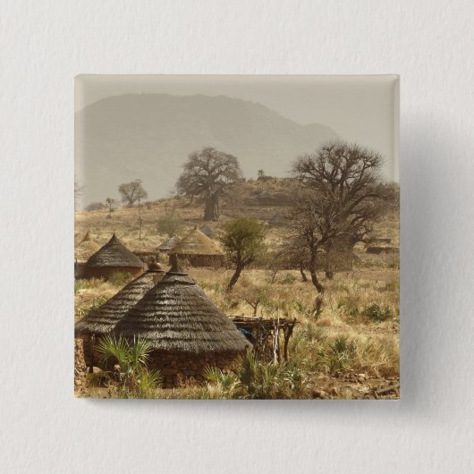 Nuba-gebergte, dorp Nugera Vierkante Button 5,1 Cm (Voorkant)