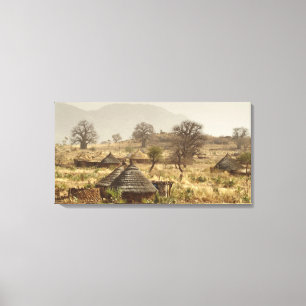 Nuba-gebergte, Nugera-dorp Canvas Afdruk