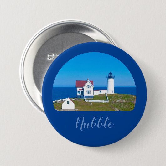 Nubble Light Blue Horizon Maine Lighthouse Ronde Button 7,6 Cm (Voorkant /achterkant)