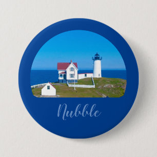 Nubble Light Blue Horizon Maine Lighthouse Ronde Button 7,6 Cm