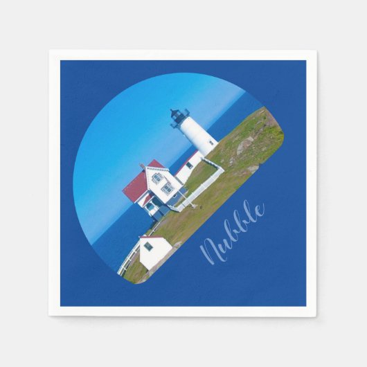 Nubble Light Blue Horizon Maine Lighthouse Servet (Voorkant)