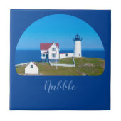 Nubble Light Blue Horizon Maine Lighthouse Tegeltje (Voorkant)