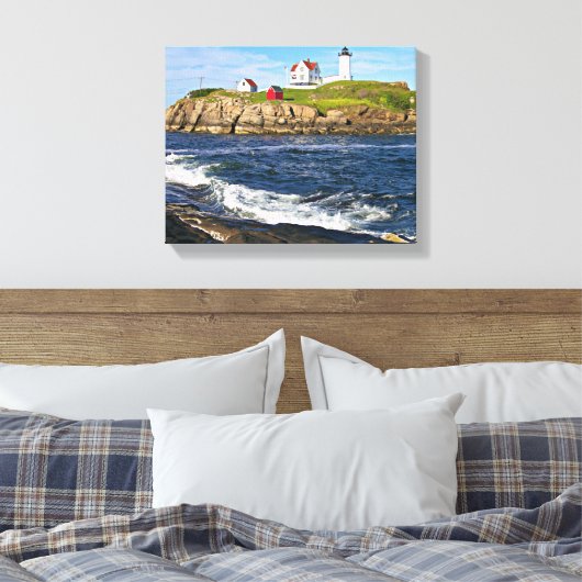 Nubble Light, Cape Neddick Maine Canvas Print (Insitu (Slaapkamer))
