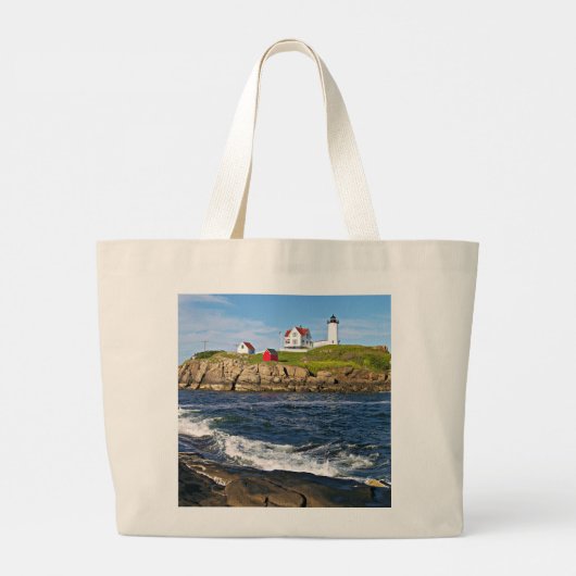 Nubble Light, Cape Neddick Maine Large Canvas tas (Achterkant)