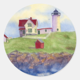 Nubble Light House York Maine Classic Round Sticke Ronde Sticker