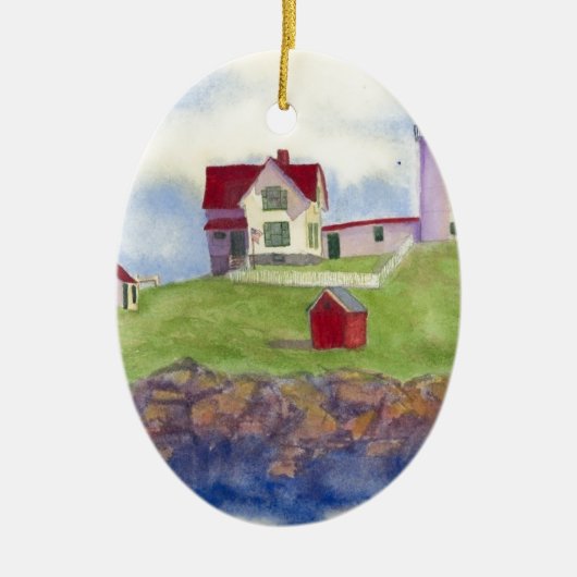 Nubble Light House York Maine Keramisch Ornament (Voorkant)