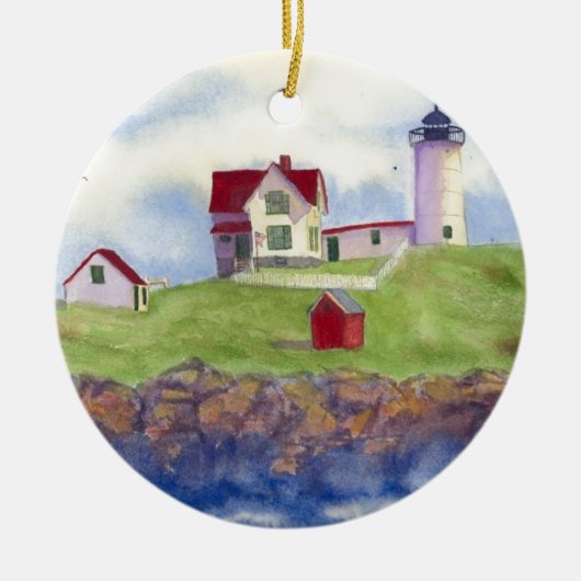 Nubble Light House York Maine Keramisch Ornament (Voorkant)