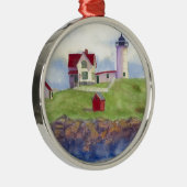 Nubble Light House York Maine Metalen Ornament (Rechts)