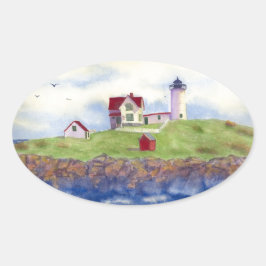 Nubble Light House York Maine Ovale Sticker