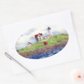 Nubble Light House York Maine Ovale Sticker (Envelop)