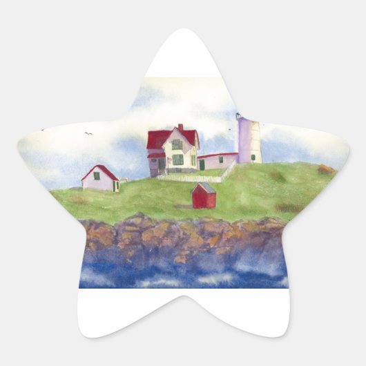 Nubble Light House York Maine Ster Sticker (Voorkant)
