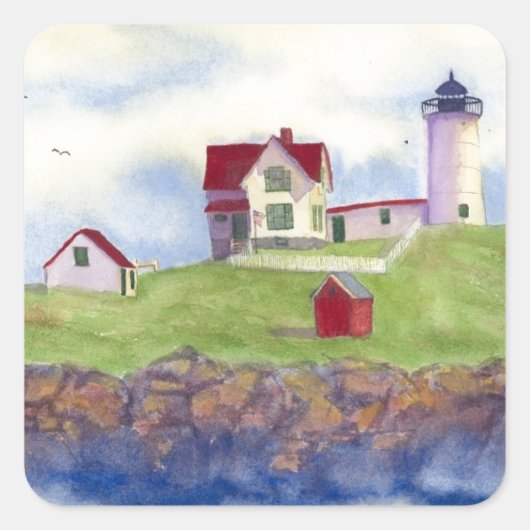 Nubble Light House York Maine Vierkante Sticker (Voorkant)