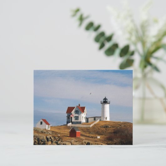 Nubble Light Lighthouse York Maine Briefkaart (Staand voorkant)