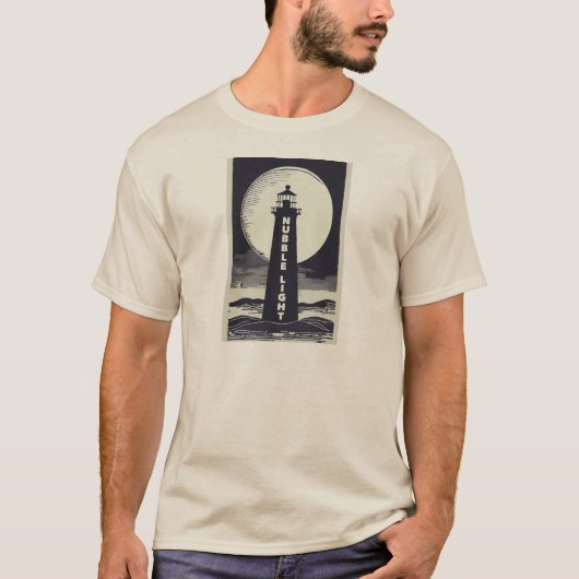 Nubble Light Maine Vuurtoren Maan T-shirt (Voorkant)