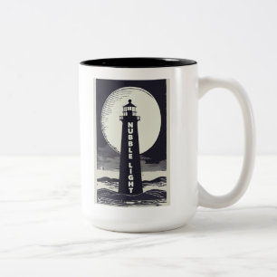 Nubble Light Maine Vuurtoren Maan Tweekleurige Koffiemok