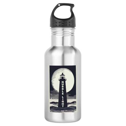 Nubble Light Maine Vuurtoren Maan Waterfles (Voorkant)