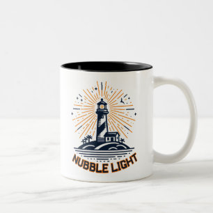 Nubble Light Maine Zonsopgang Tweekleurige Koffiemok