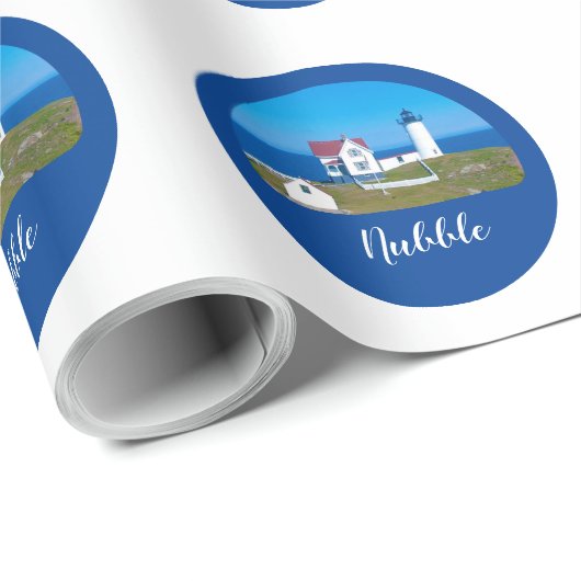 Nubble Light Navy Maine Lighthouse Cadeaupapier (Rol Hoek)