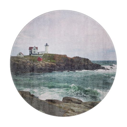 Nubble Light - York, Maine Glass Cutting Board Snijplank (Voorkant)