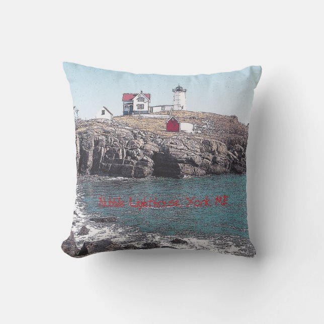 Nubble Lighthouse - American MoJo Pillow Kussen (Voorkant)