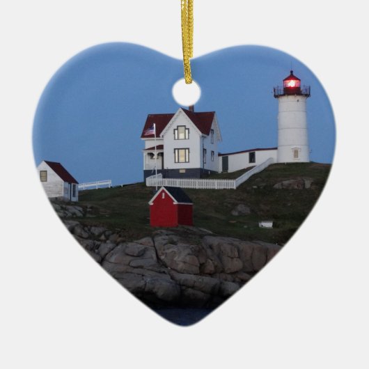 Nubble Lighthouse bij nacht Keramisch Ornament (Voorkant)