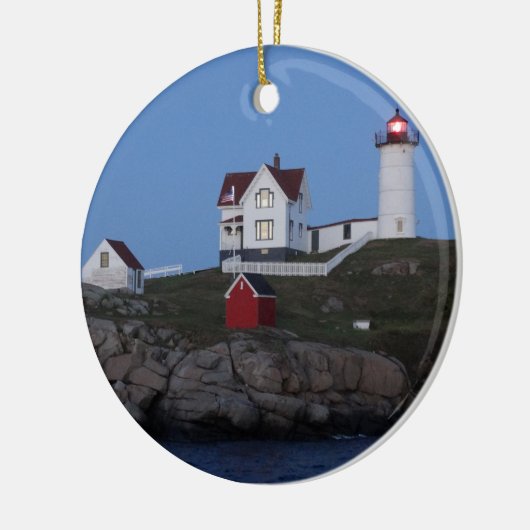 Nubble Lighthouse bij nacht Keramisch Ornament (Links)