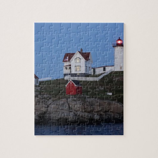Nubble Lighthouse bij nacht Legpuzzel (Verticaal)