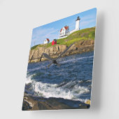 Nubble Lighthouse, Cape Neddick Maine Vierkante Klok (Hoek)