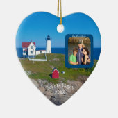 Nubble Lighthouse Familie Foto Kerstmis Keramisch Ornament (Rechts)