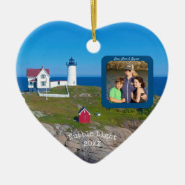 Nubble Lighthouse Familie Foto Kerstmis Keramisch Ornament