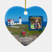 Nubble Lighthouse Familie Foto Kerstmis Keramisch Ornament (Achterkant)