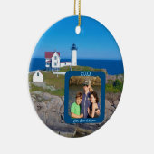 Nubble Lighthouse Familie Foto Kerstmis Keramisch Ornament (Rechts)