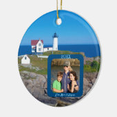 Nubble Lighthouse Familie Foto Kerstmis Keramisch Ornament (Links)